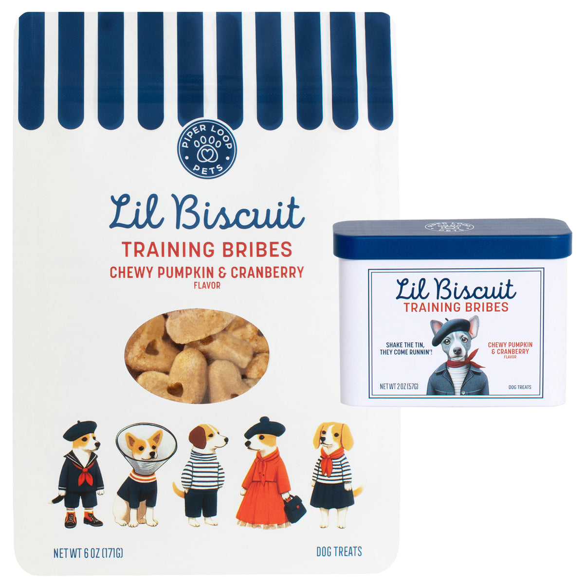 Dog Training Treats Tin + Pouch Set | Pumpkin & Cranberry with Probiotics