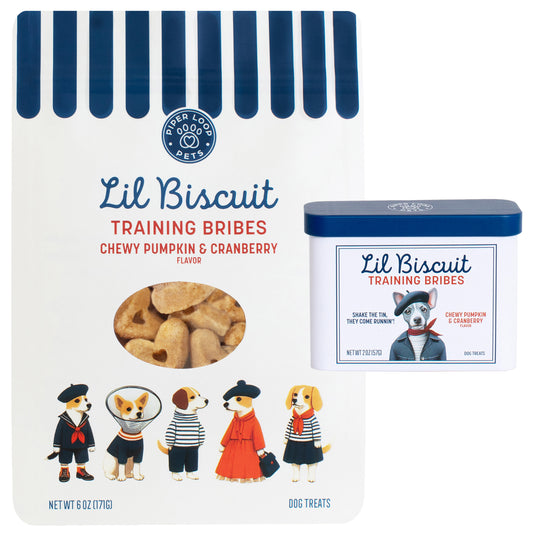 Dog Training Treats Tin + Pouch Set | Pumpkin & Cranberry with Probiotics